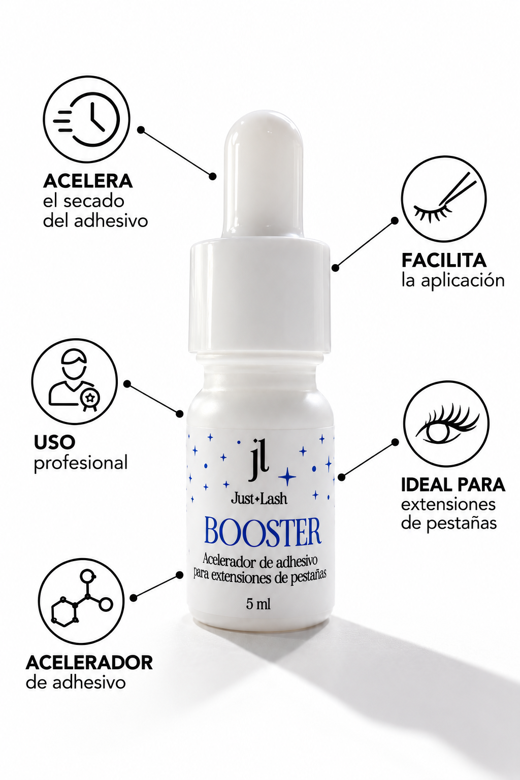 Booster JustLash 5 ml | Acelerador de Adhesivo para Extensiones de Pestañas